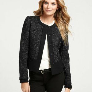ANN TAYLOR Metallic SHIMMER TWEED JACKET WOOL